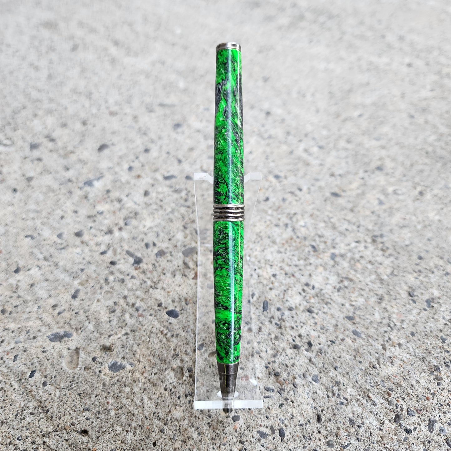 Custom Hand Turned Ballpoint Pen - Green/Black 2