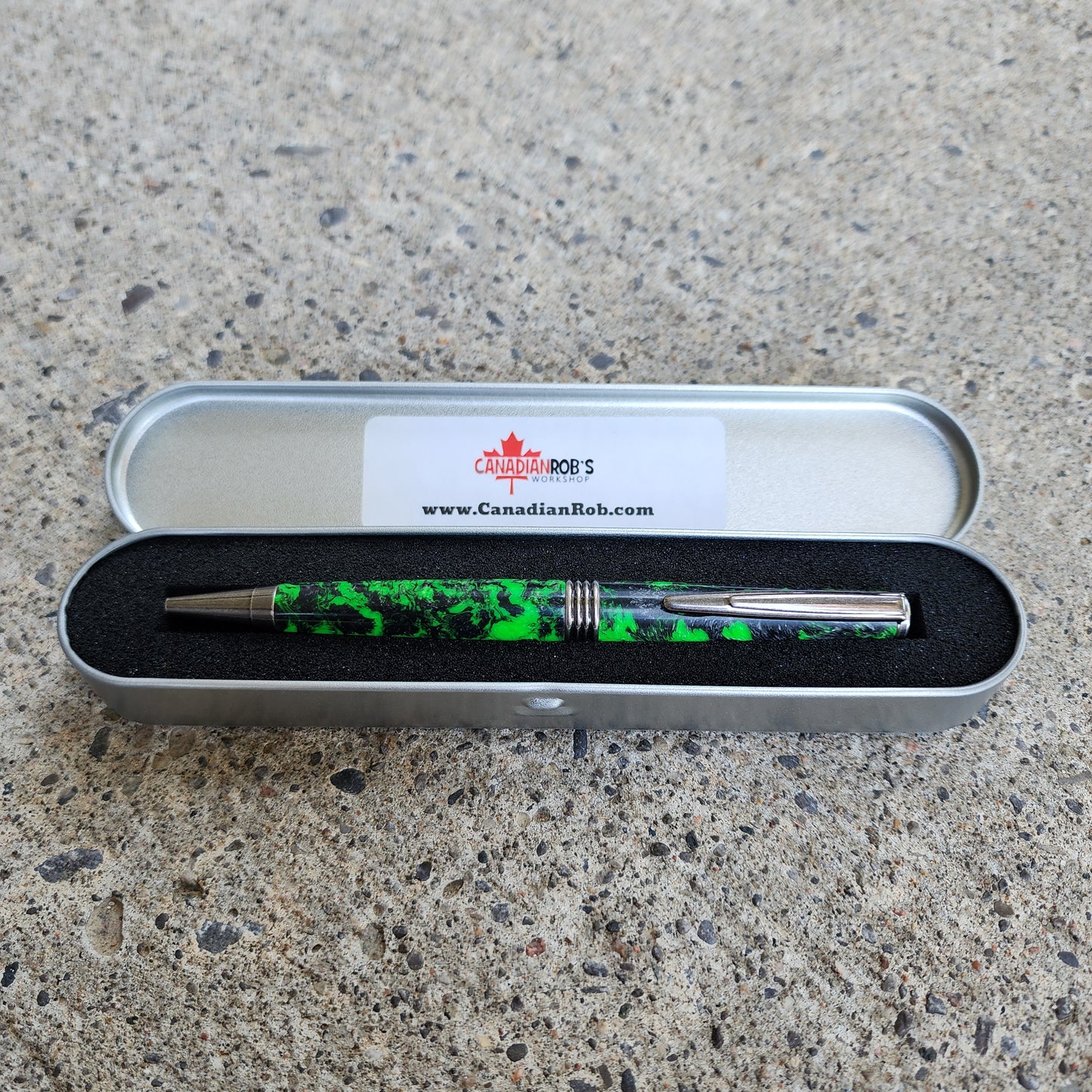 Custom Hand Turned Ballpoint Pen - Green/Black 2