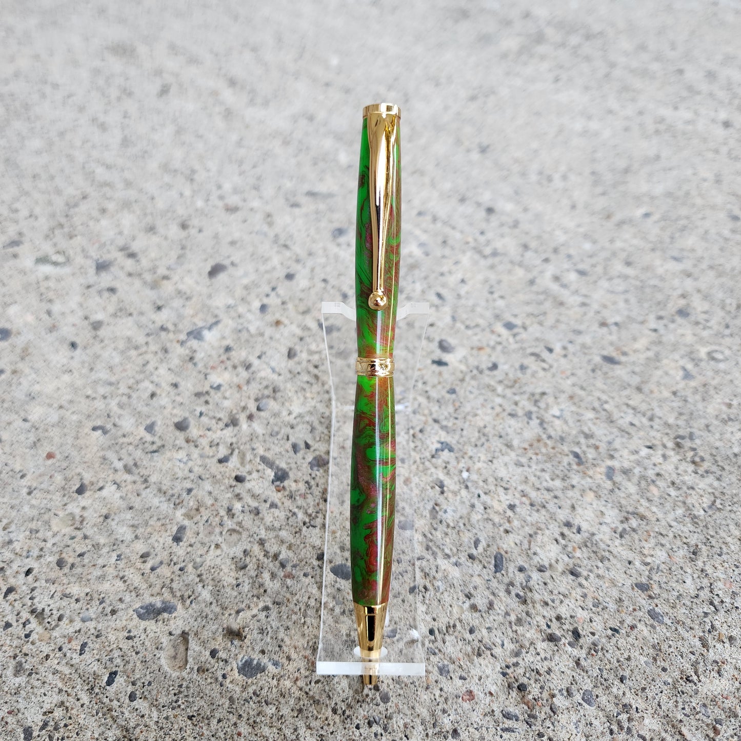 Custom Hand Turned Ballpoint Pen - Green/Red