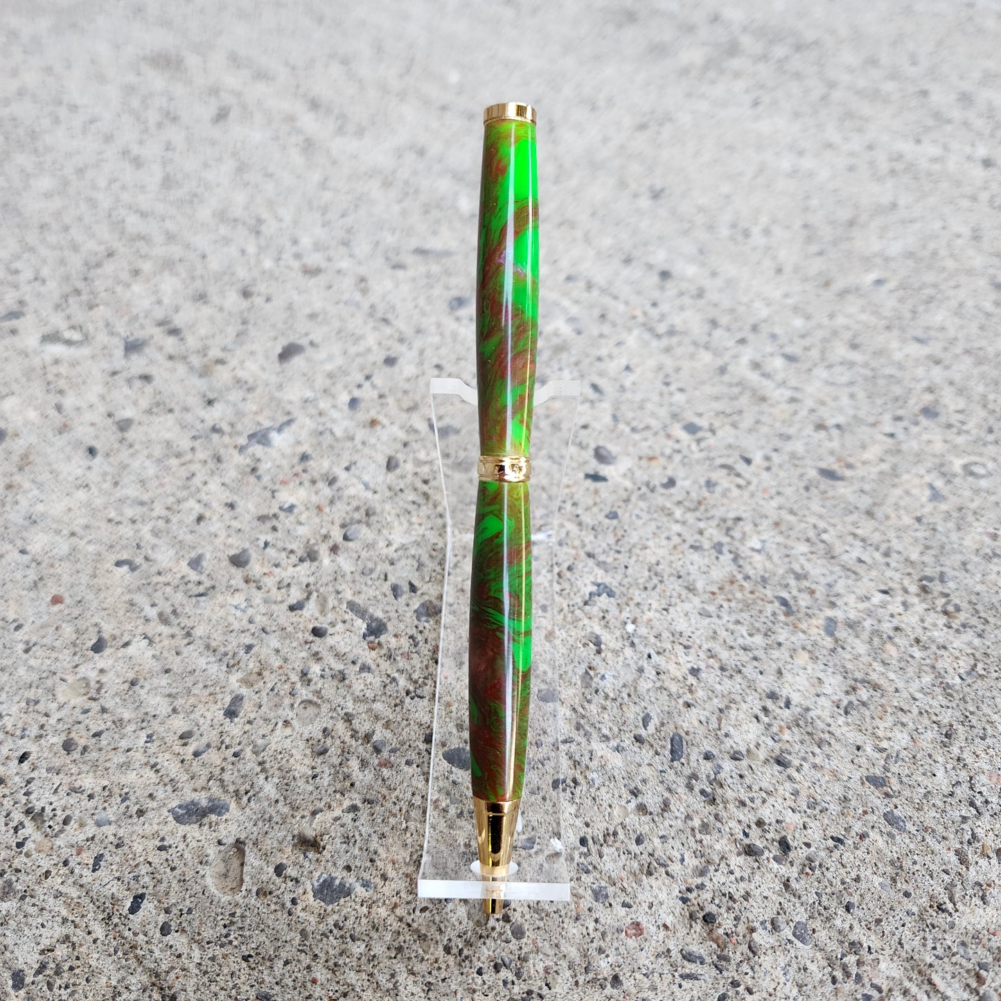 Custom Hand Turned Ballpoint Pen - Green/Red