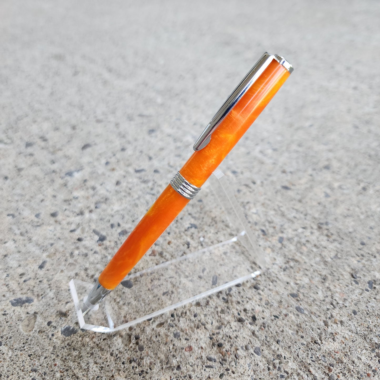 Custom Hand Turned Ballpoint Pen - Orange/Yellow