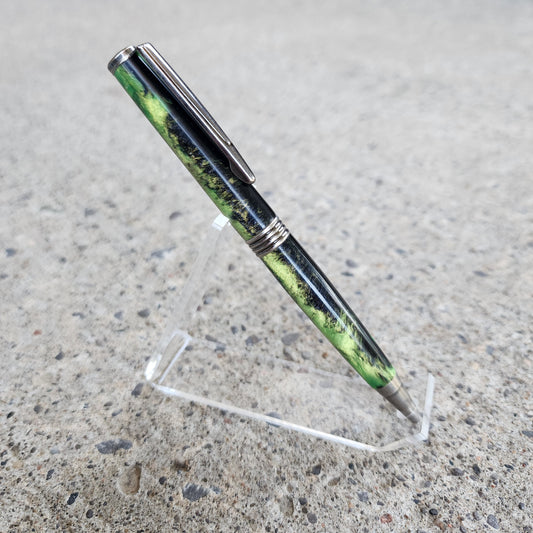 Custom Hand Turned Ballpoint Pen - Green Black