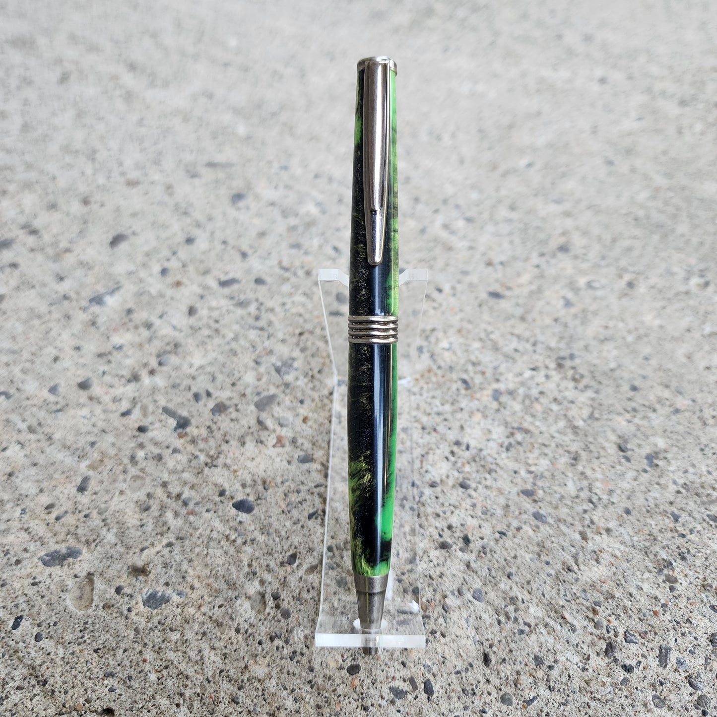 Custom Hand Turned Ballpoint Pen - Green Black