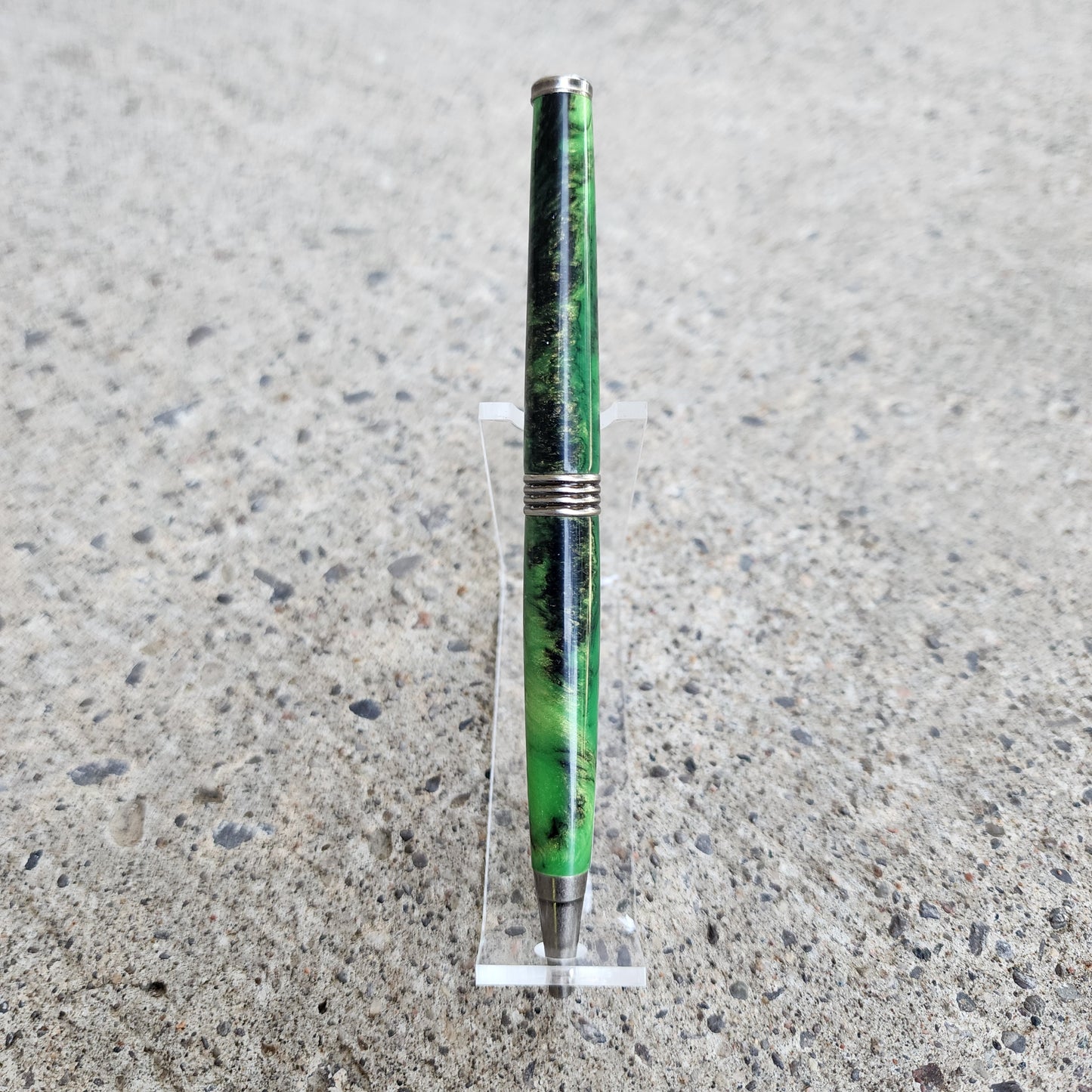 Custom Hand Turned Ballpoint Pen - Green Black