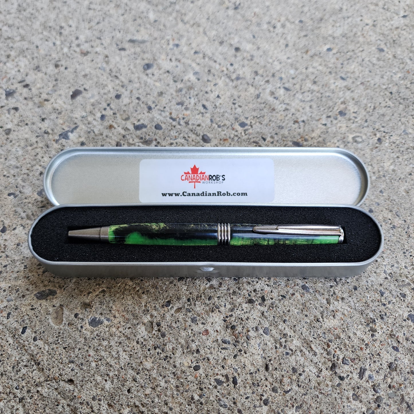 Custom Hand Turned Ballpoint Pen - Green Black