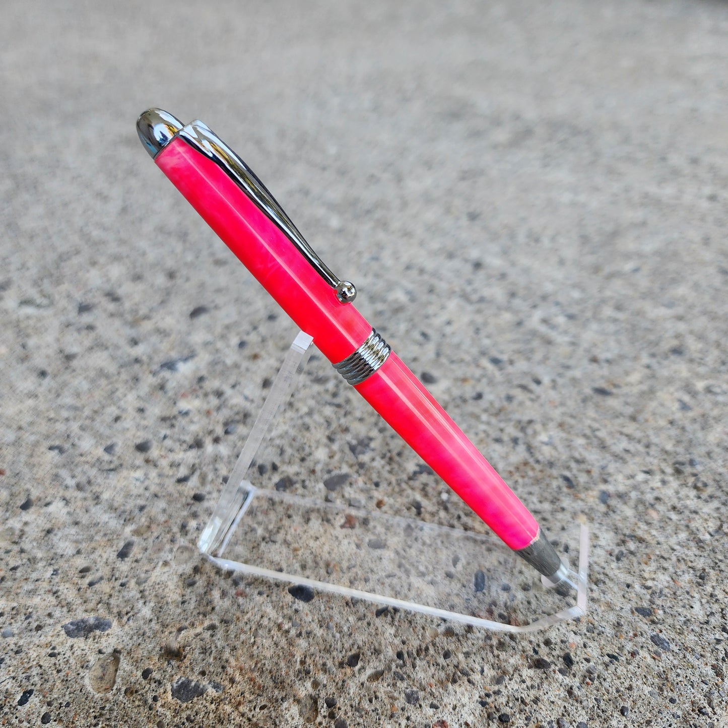 Custom Hand Turned Ballpoint Pen - Hot Pink