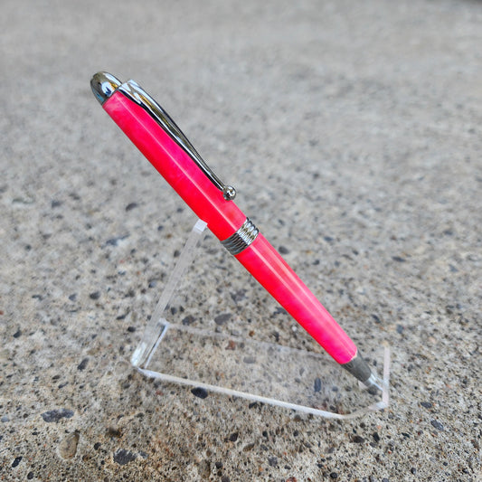 Custom Hand Turned Ballpoint Pen - Hot Pink