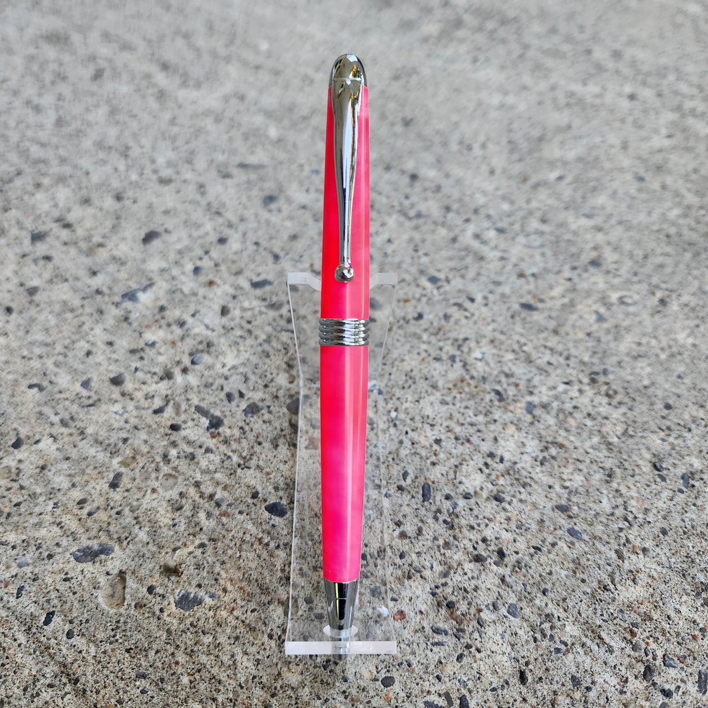 Custom Hand Turned Ballpoint Pen - Hot Pink