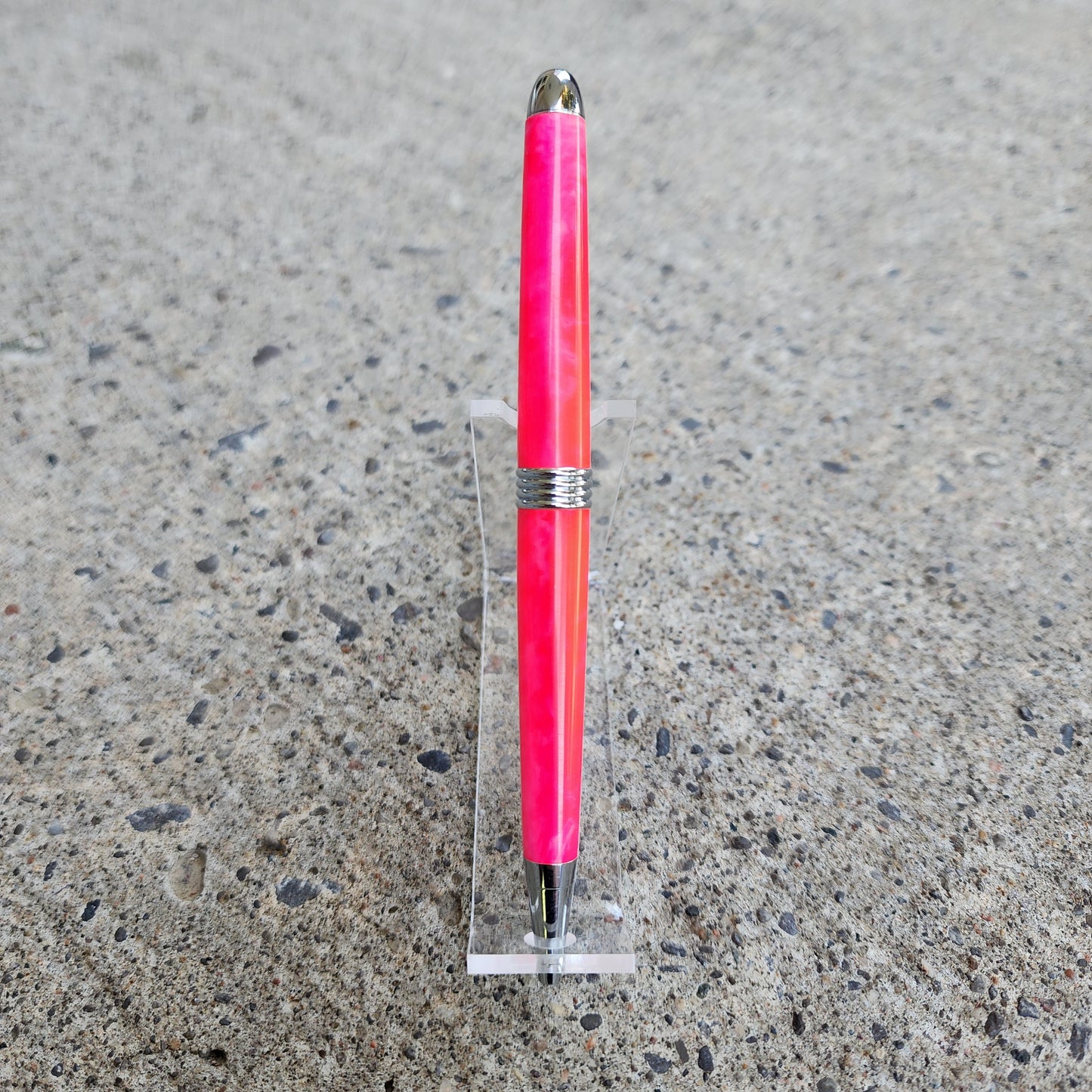Custom Hand Turned Ballpoint Pen - Hot Pink