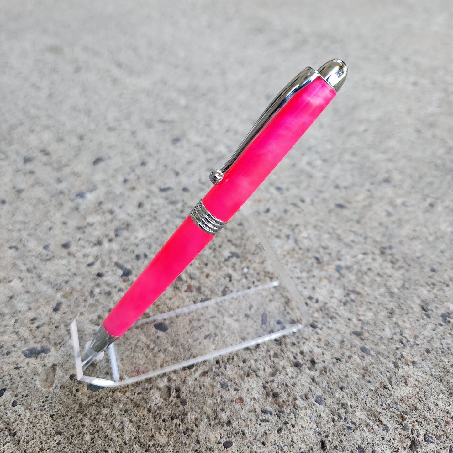 Custom Hand Turned Ballpoint Pen - Hot Pink