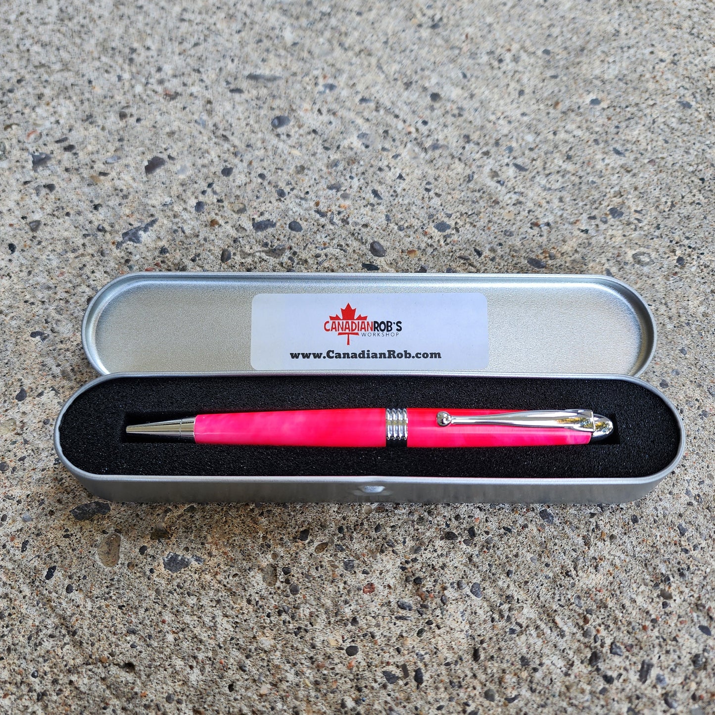 Custom Hand Turned Ballpoint Pen - Hot Pink