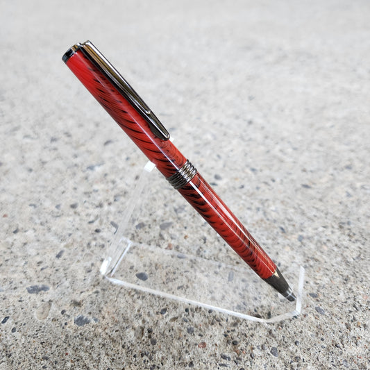 Custom Hand Turned Ballpoint Pen - Red/Black