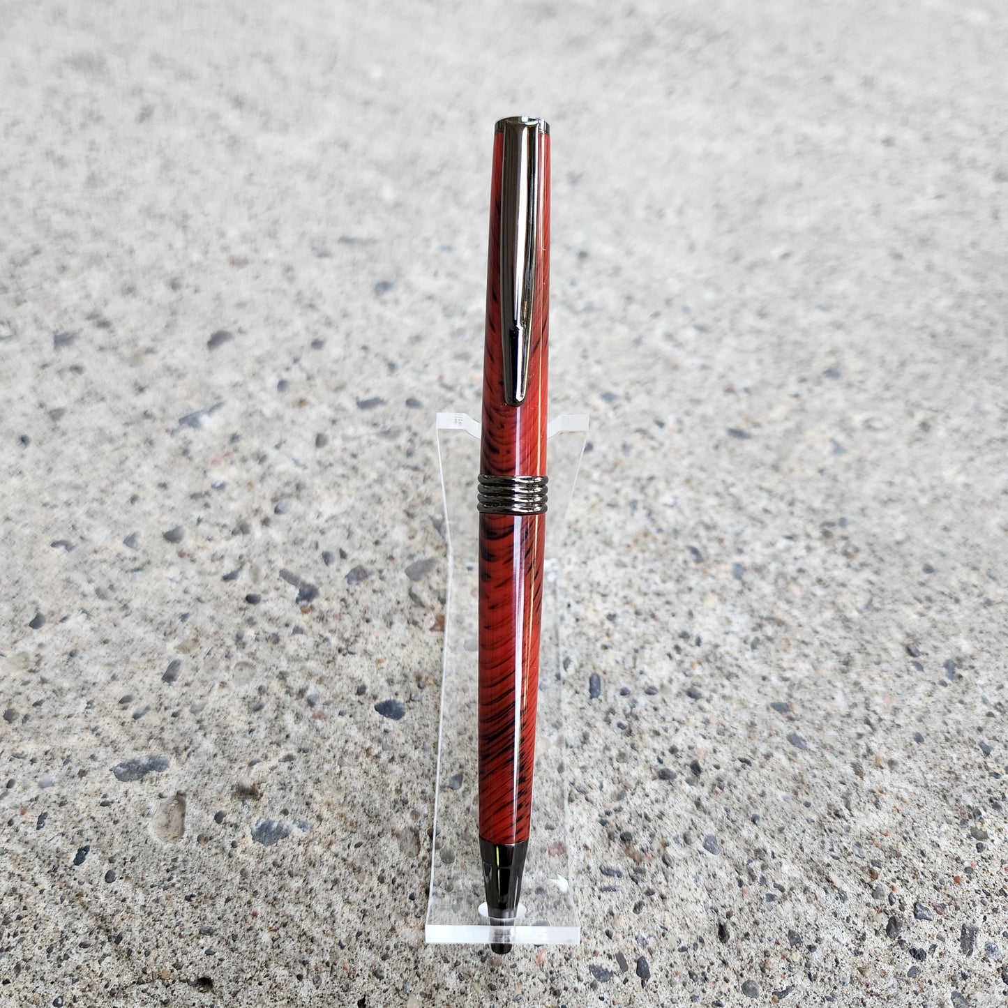 Custom Hand Turned Ballpoint Pen - Red/Black
