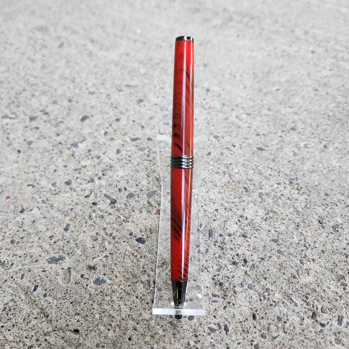 Custom Hand Turned Ballpoint Pen - Red/Black