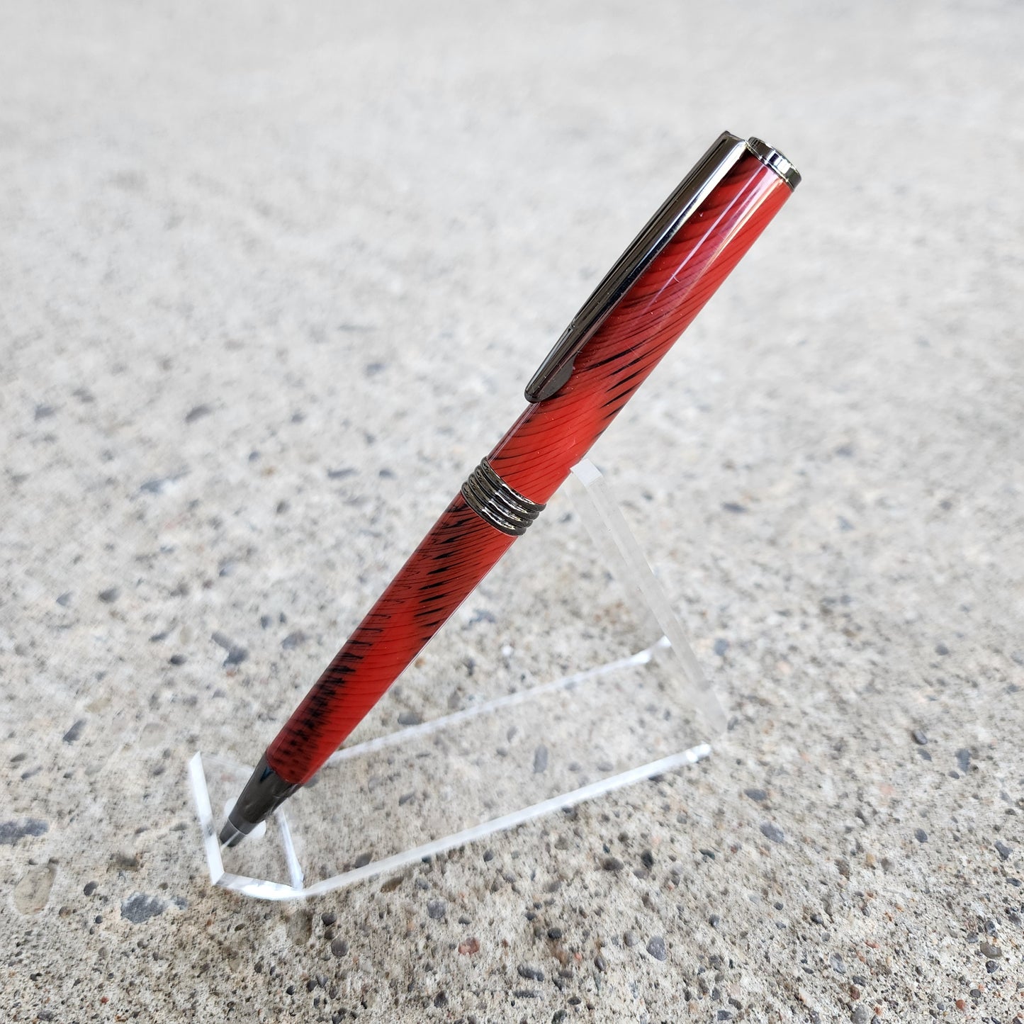 Custom Hand Turned Ballpoint Pen - Red/Black