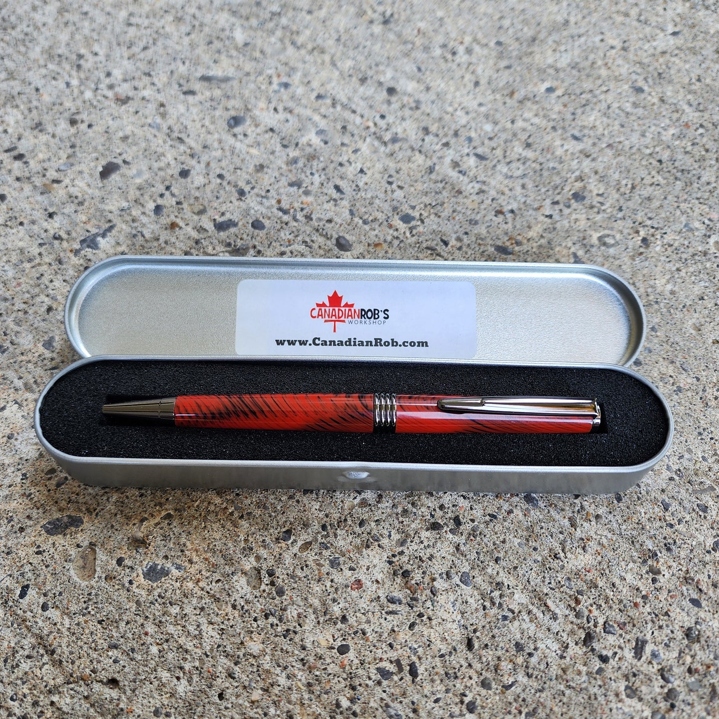 Custom Hand Turned Ballpoint Pen - Red/Black