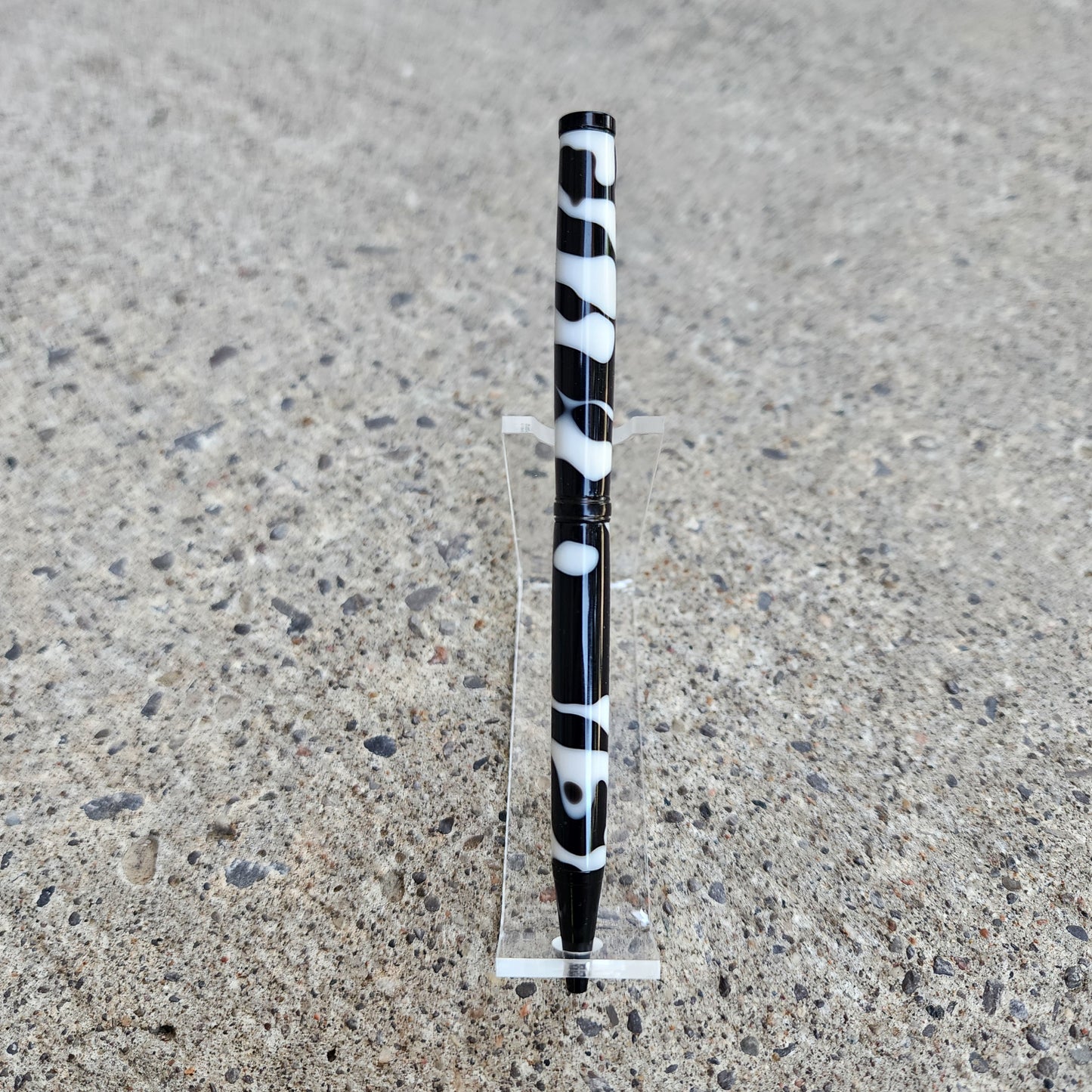 Custom Hand Turned Ballpoint Pen - White/Black