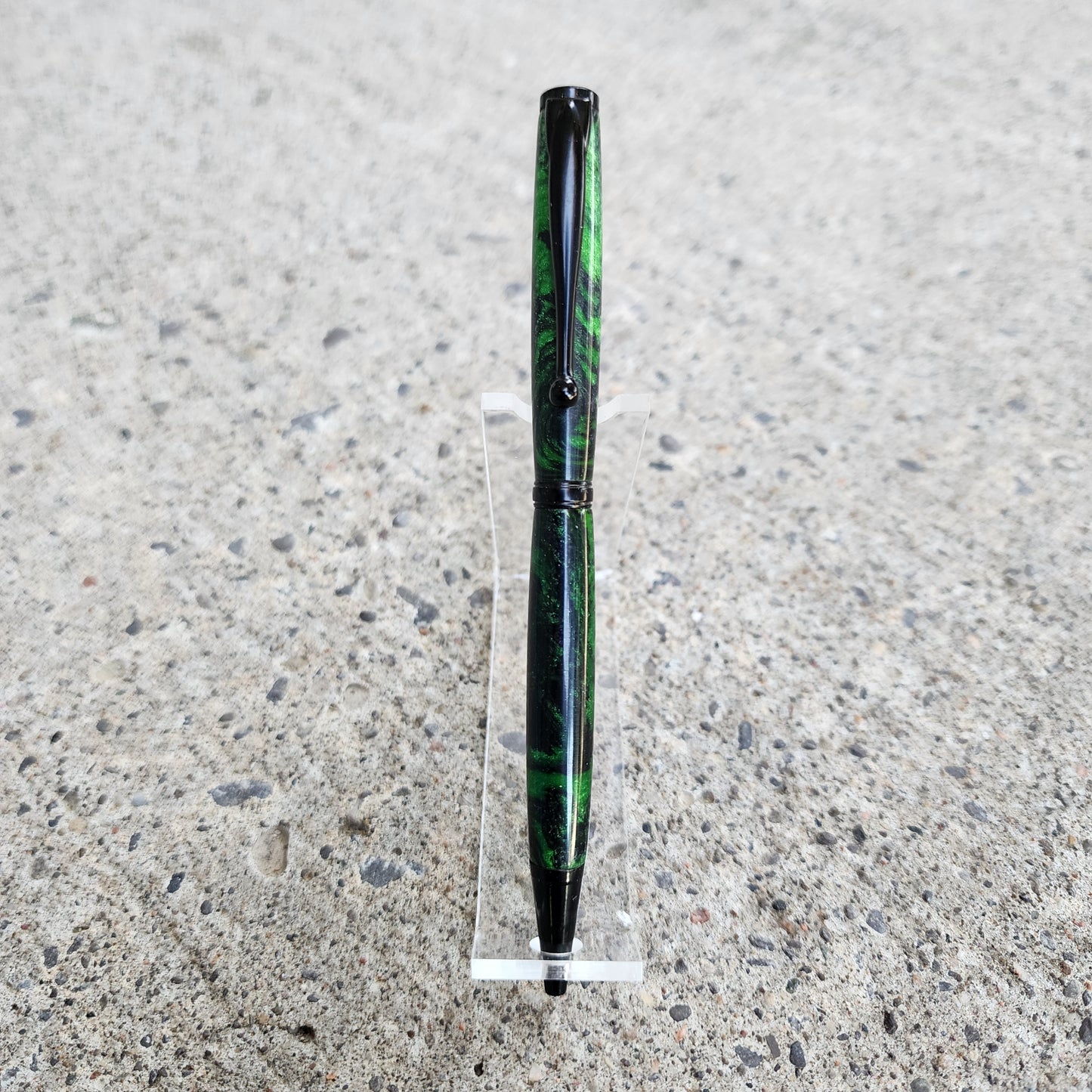 Custom Hand Turned Ballpoint Pen - Green/Black 3