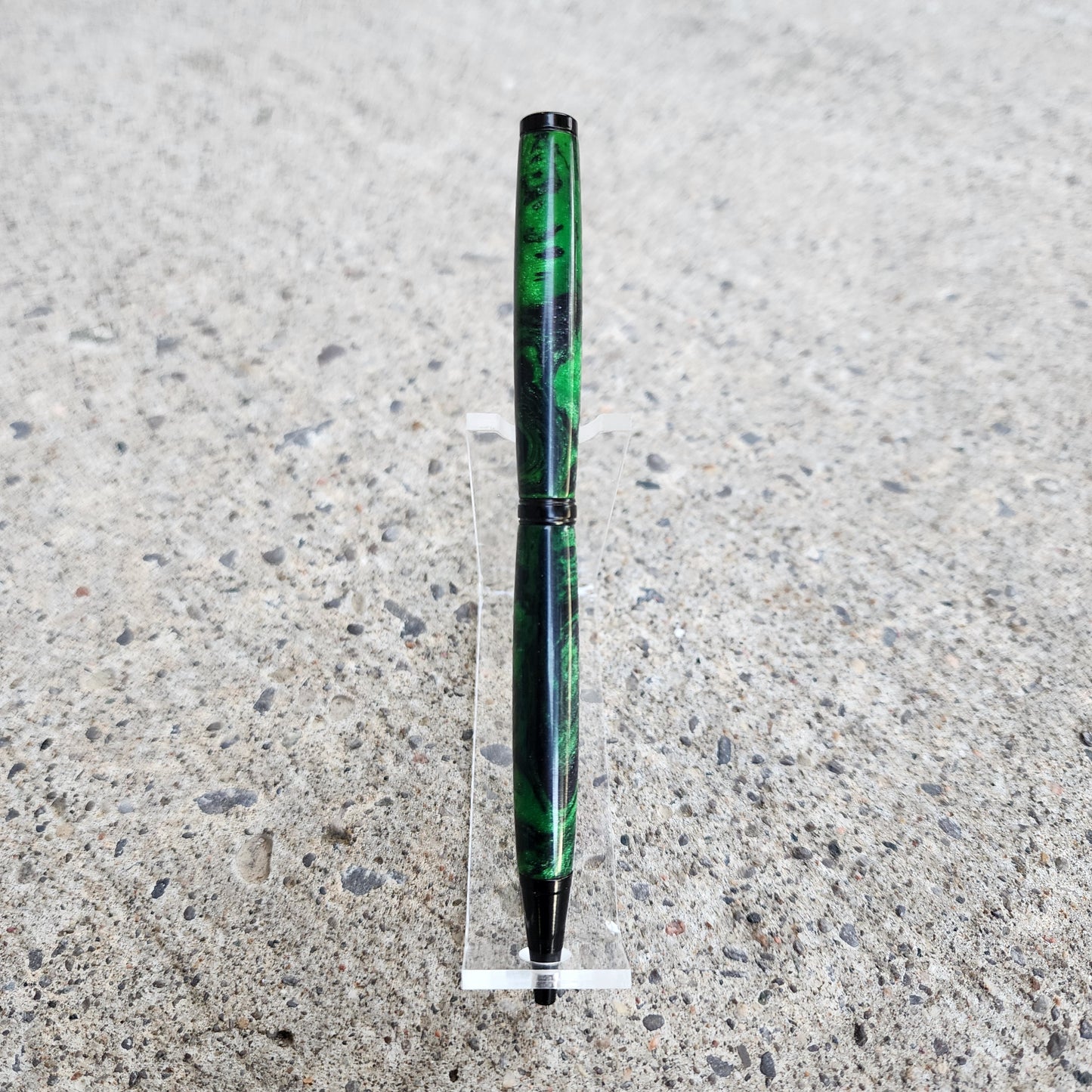 Custom Hand Turned Ballpoint Pen - Green/Black 3