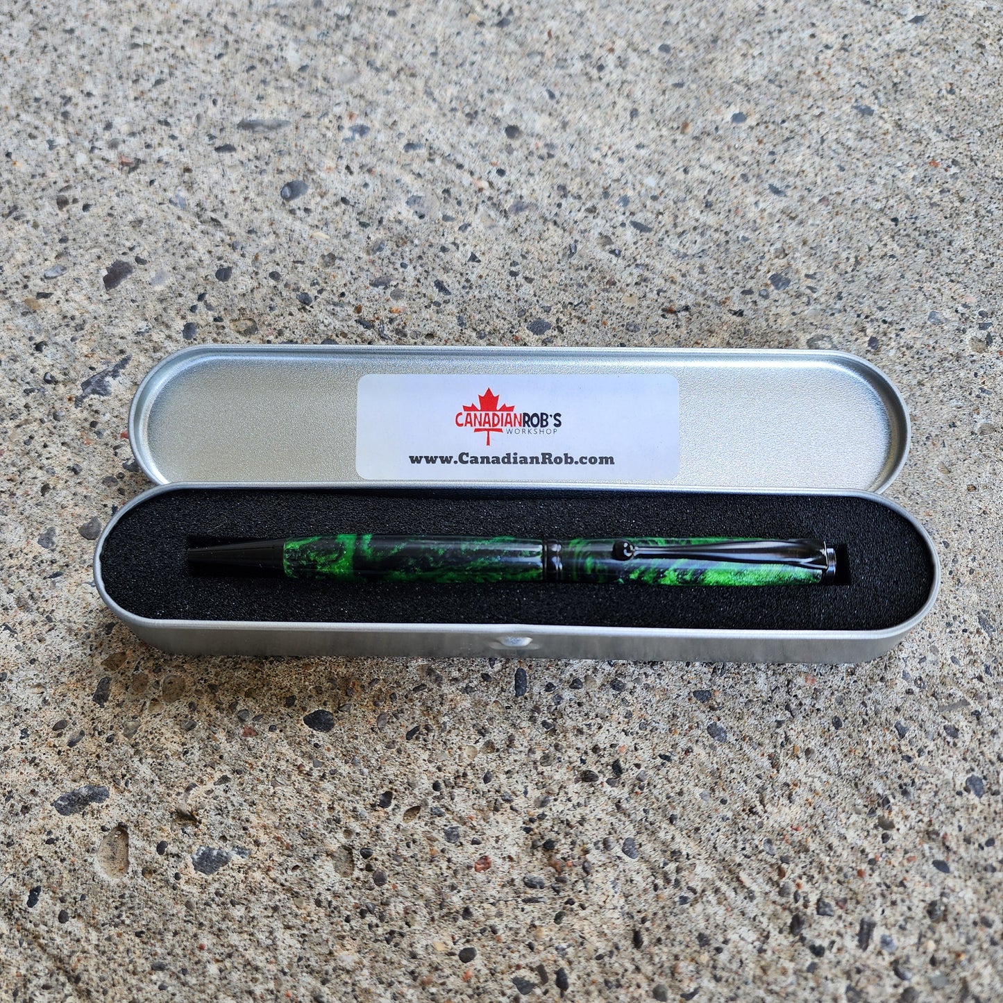 Custom Hand Turned Ballpoint Pen - Green/Black 3