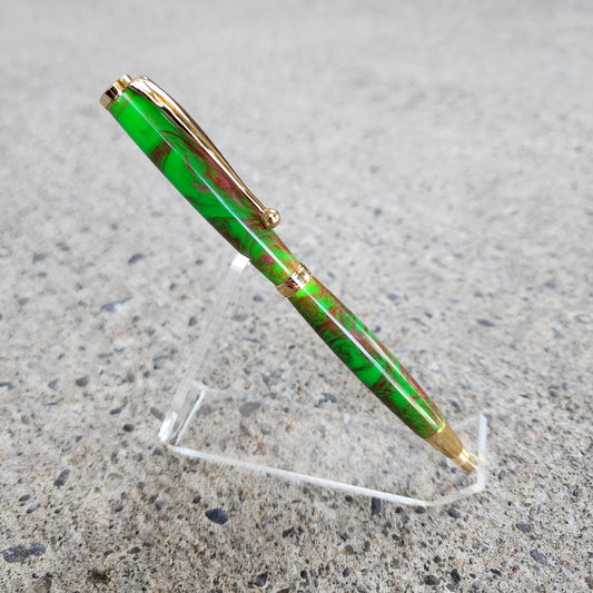 Custom Hand Turned Ballpoint Pen - Green/Red