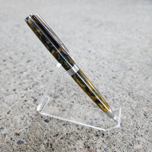 Custom Hand Turned Ballpoint Pen - Yellow/Black