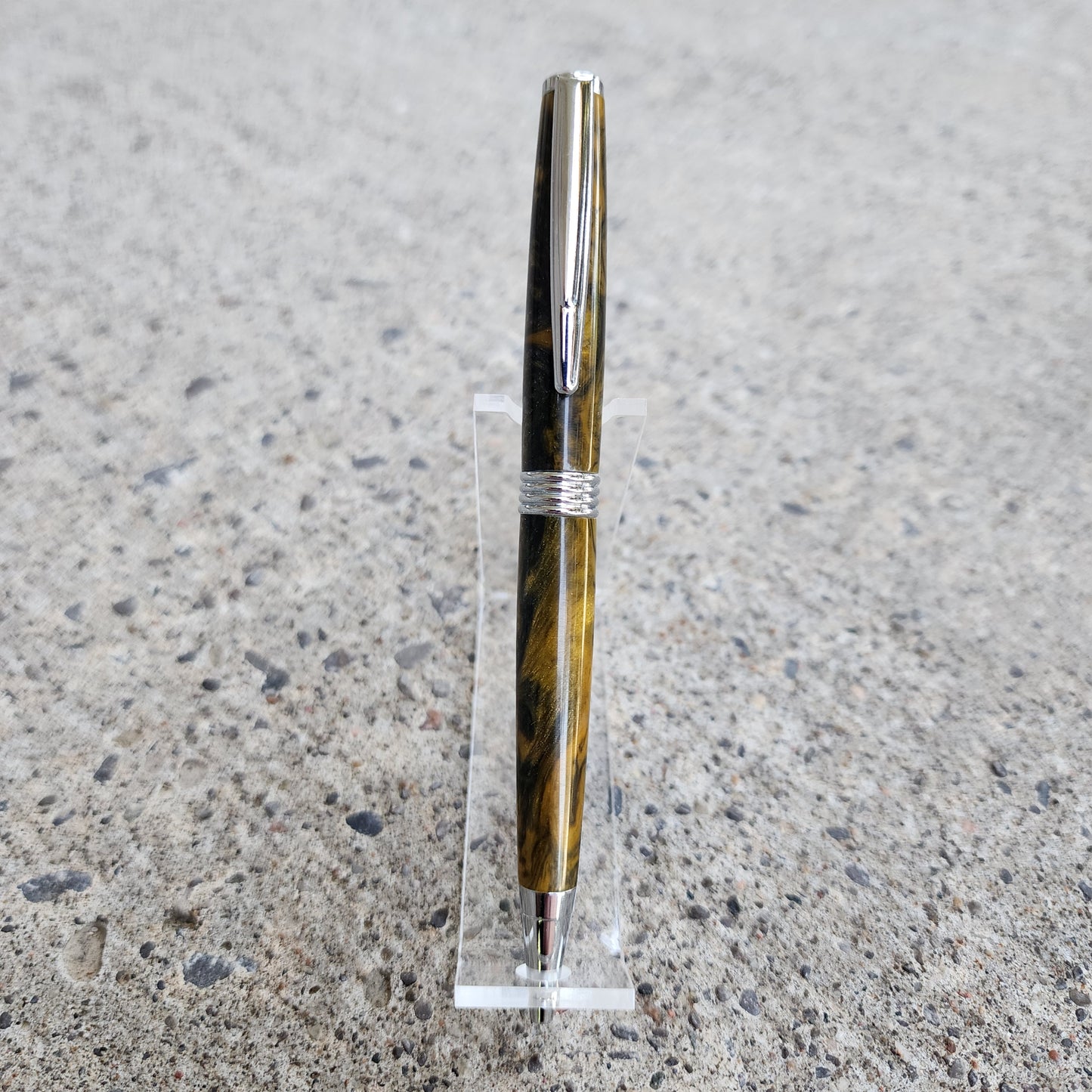 Custom Hand Turned Ballpoint Pen - Yellow/Black