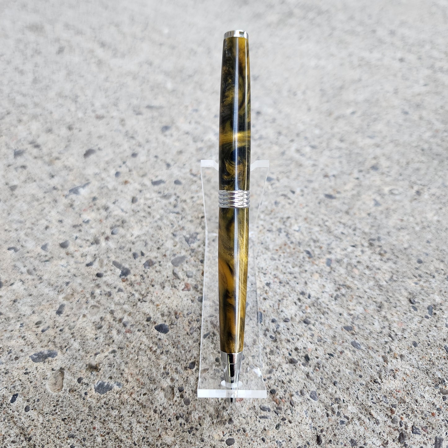 Custom Hand Turned Ballpoint Pen - Yellow/Black
