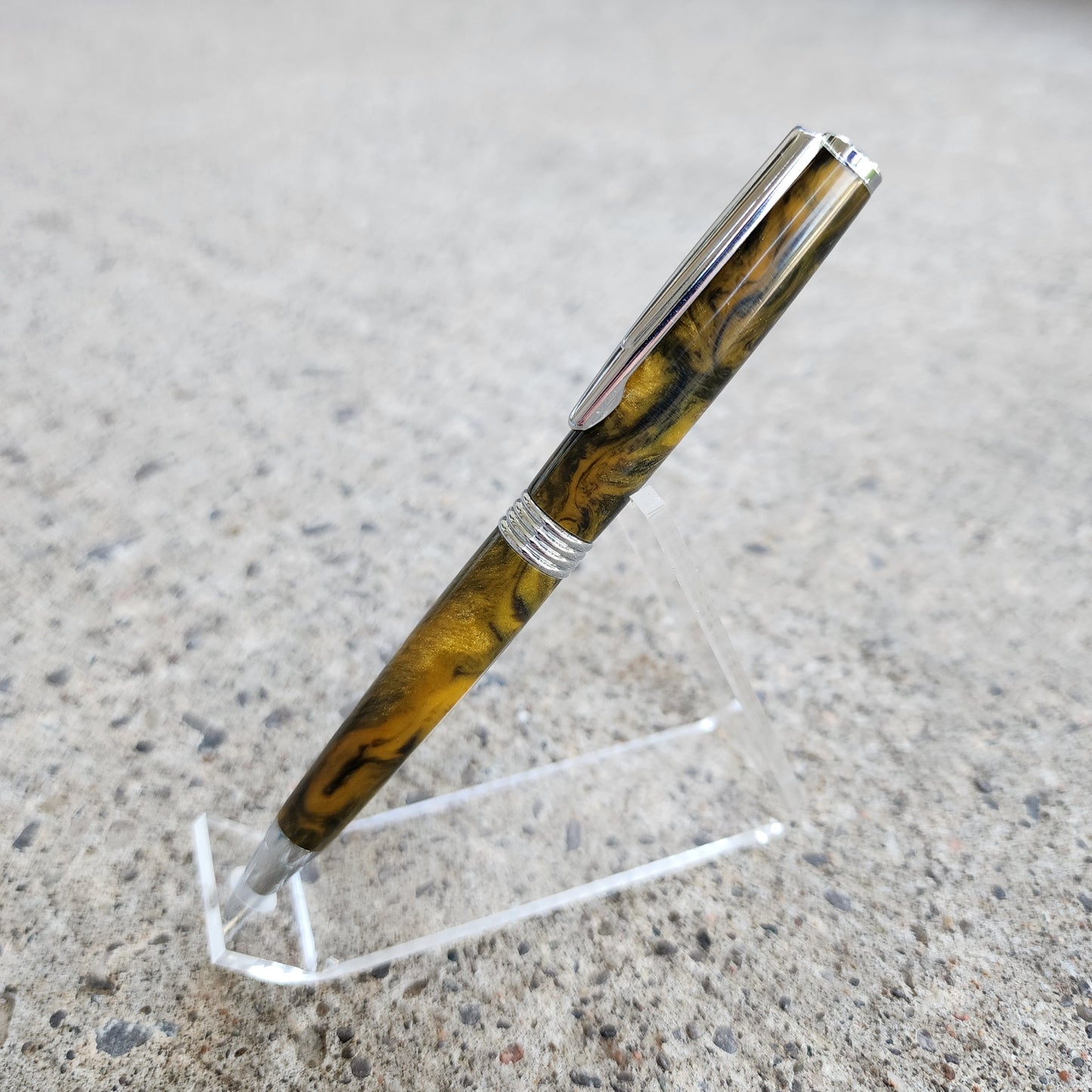 Custom Hand Turned Ballpoint Pen - Yellow/Black