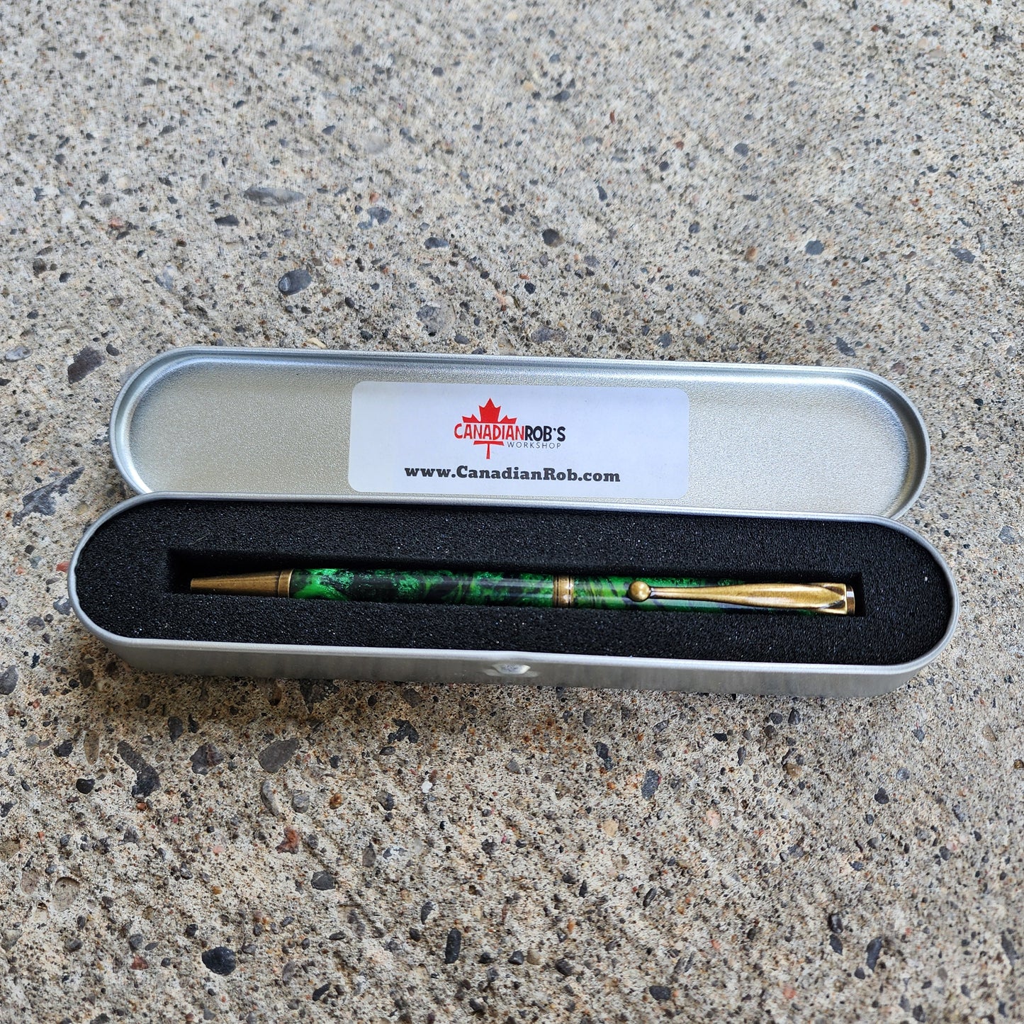 Custom Hand Turned Ballpoint Pen - Green/Black 1