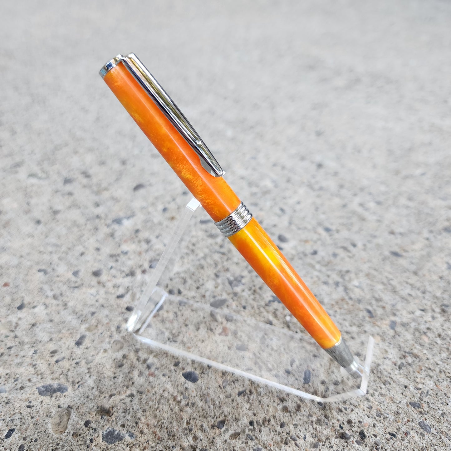 Custom Hand Turned Ballpoint Pen - Orange/Yellow