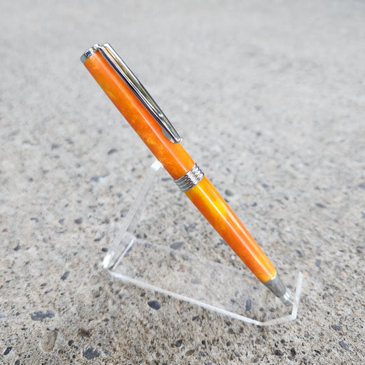 Custom Hand Turned Ballpoint Pen - Orange/Yellow