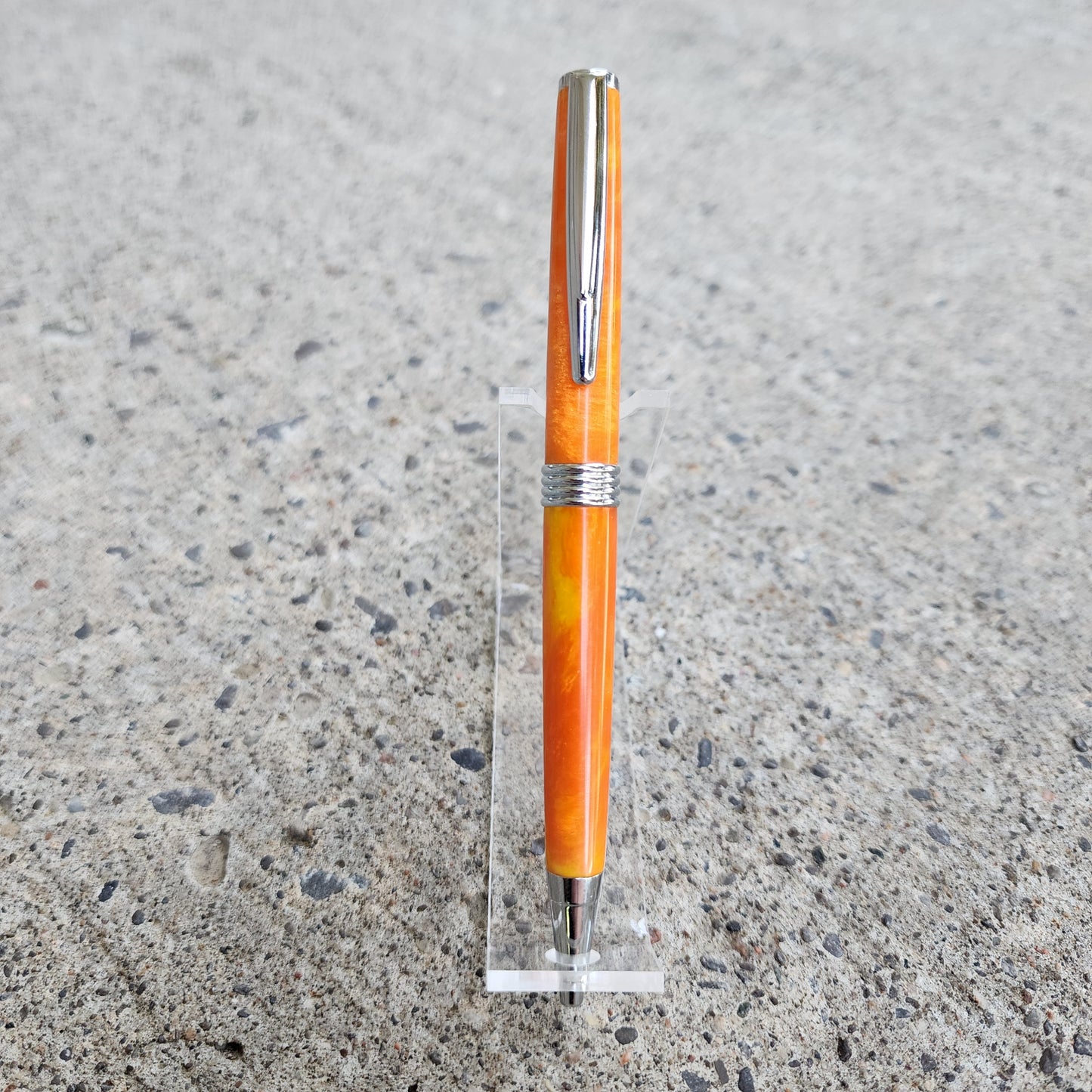 Custom Hand Turned Ballpoint Pen - Orange/Yellow