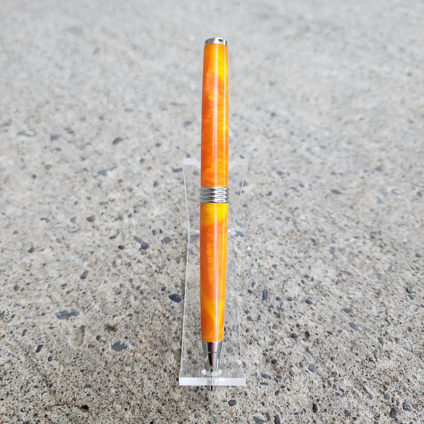 Custom Hand Turned Ballpoint Pen - Orange/Yellow