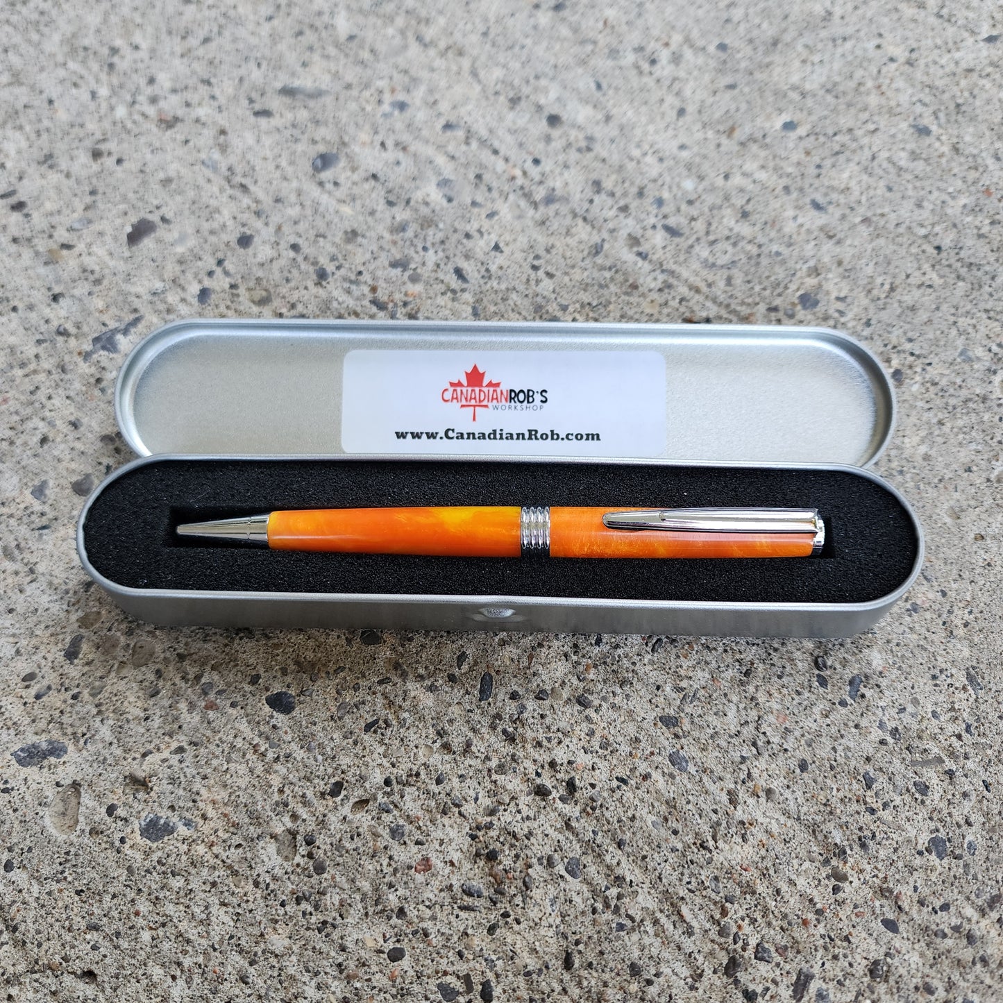 Custom Hand Turned Ballpoint Pen - Orange/Yellow