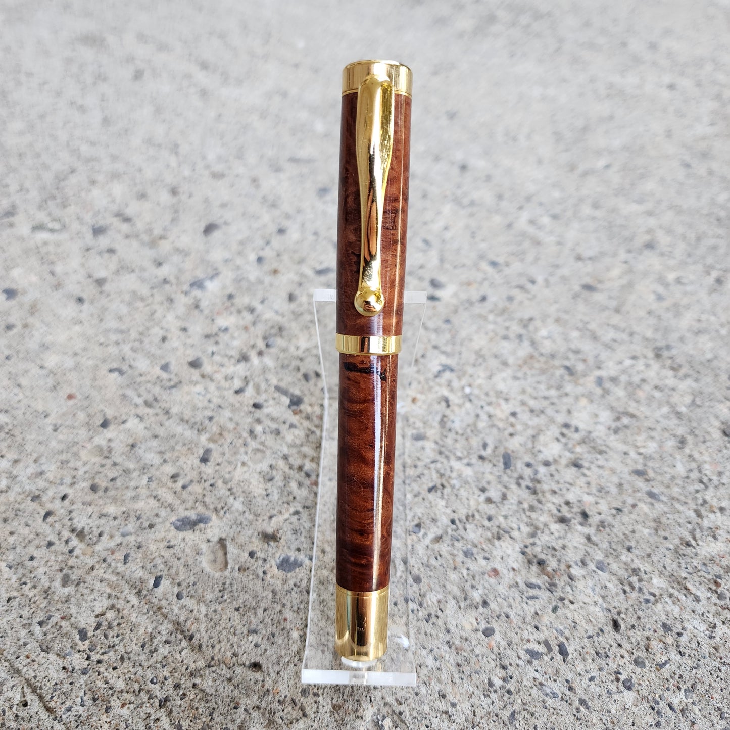 Custom Hand Turned Rollerball Pen - Amboyna Burl