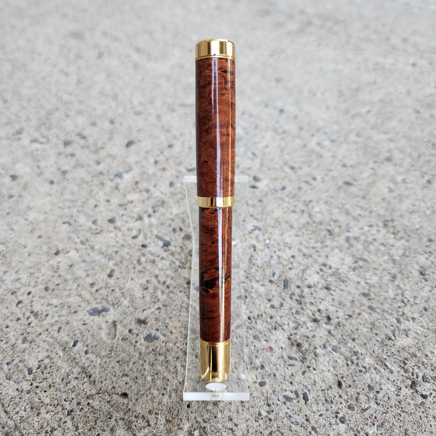 Custom Hand Turned Rollerball Pen - Amboyna Burl