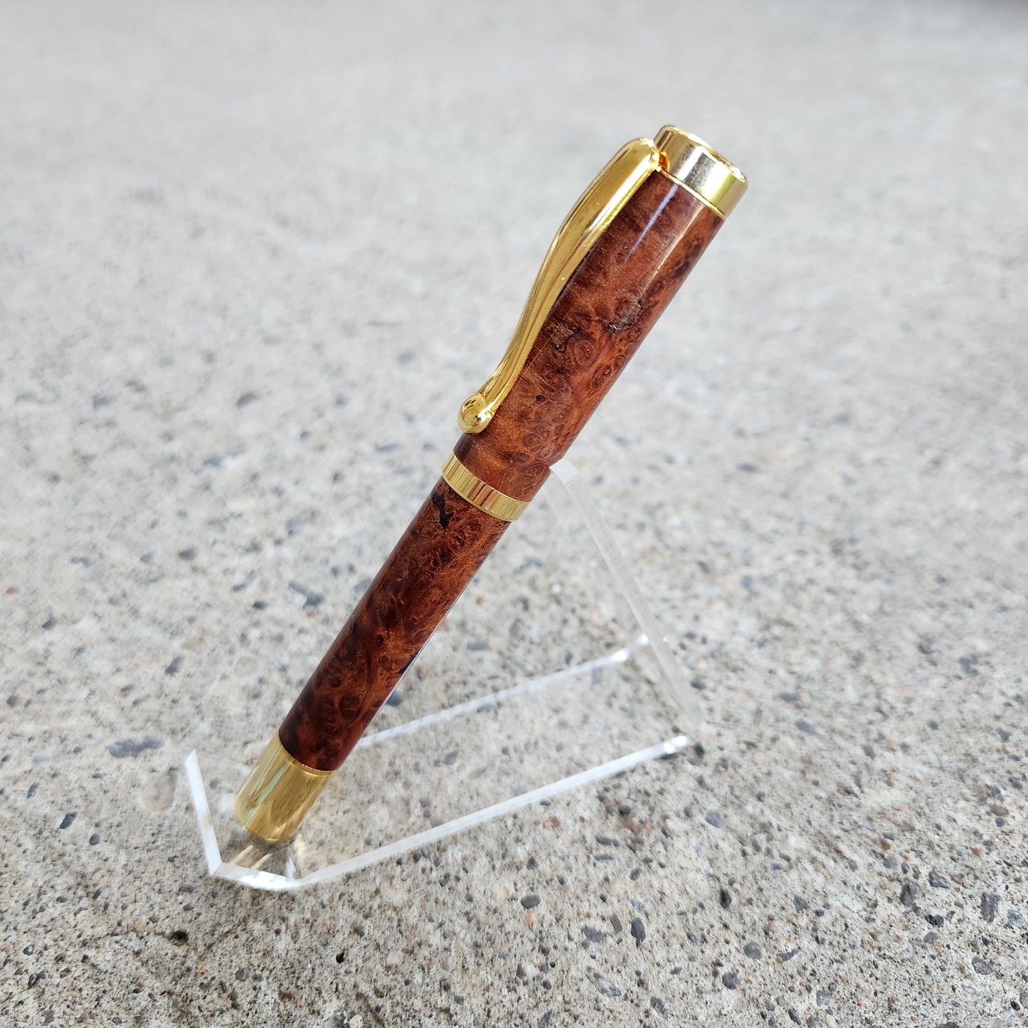 Custom Hand Turned Rollerball Pen - Amboyna Burl