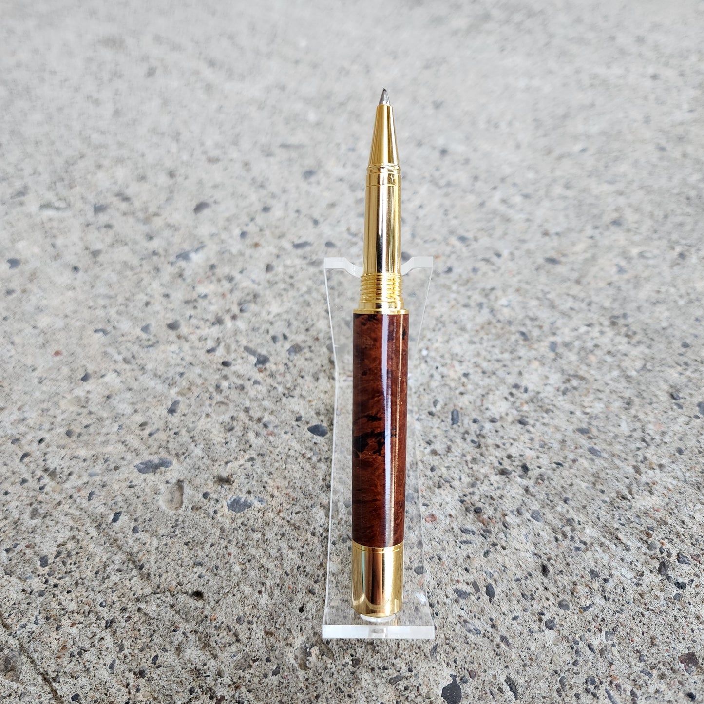 Custom Hand Turned Rollerball Pen - Amboyna Burl