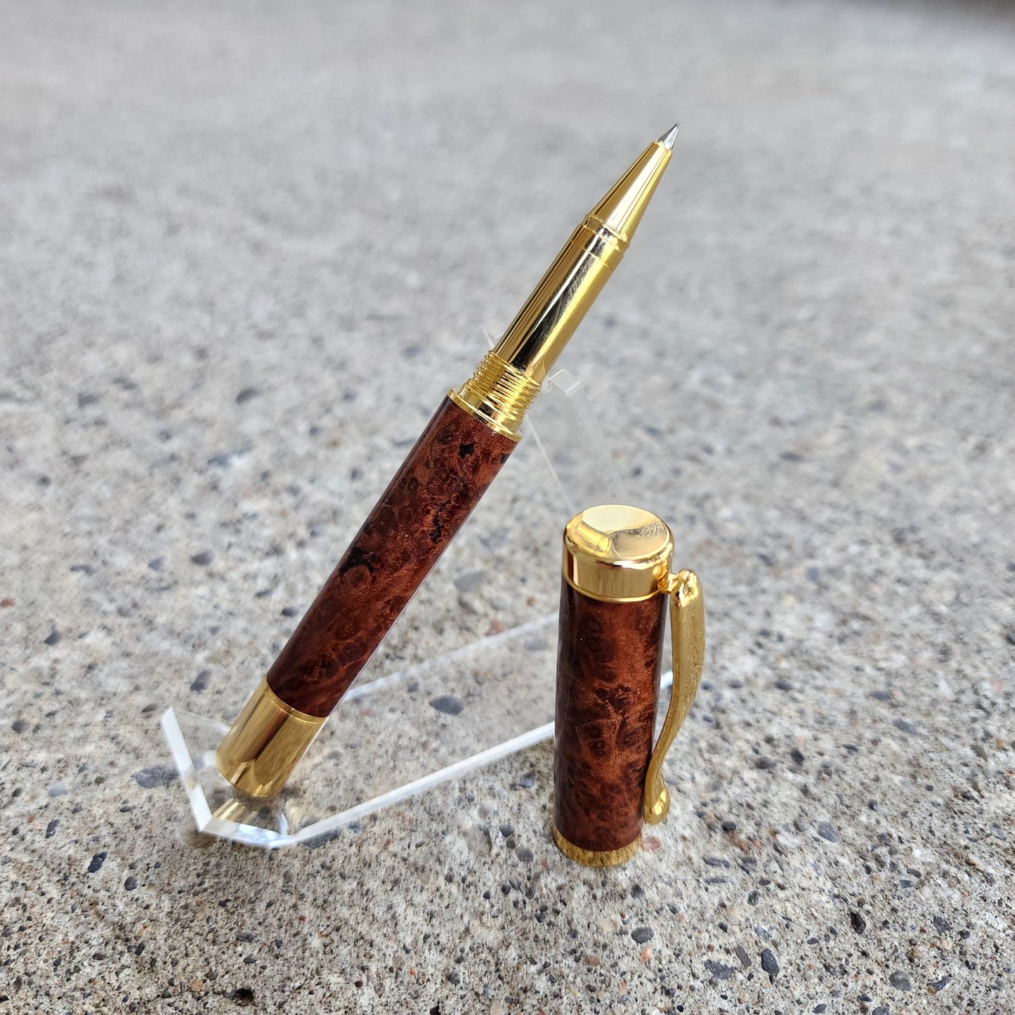 Custom Hand Turned Rollerball Pen - Amboyna Burl