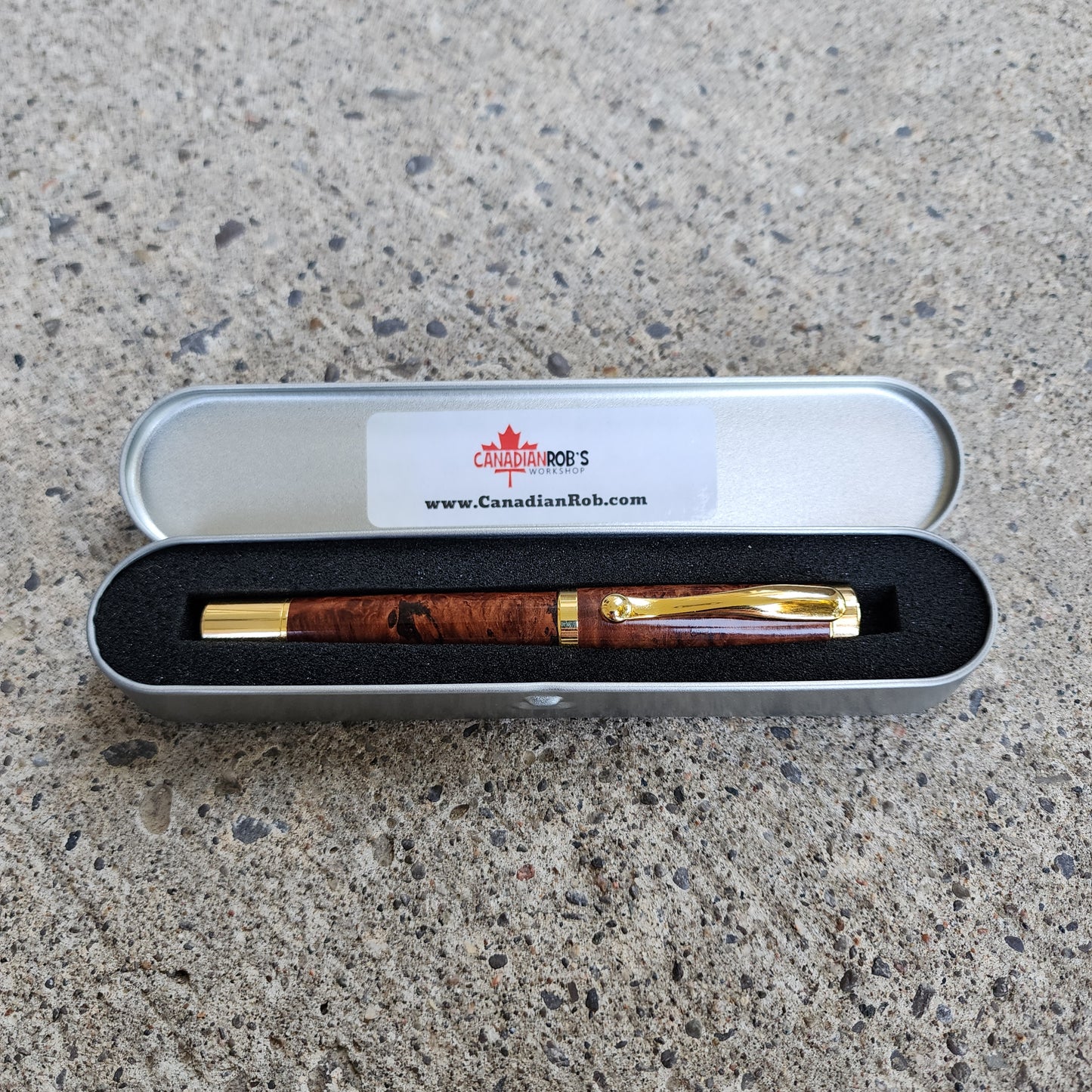 Custom Hand Turned Rollerball Pen - Amboyna Burl