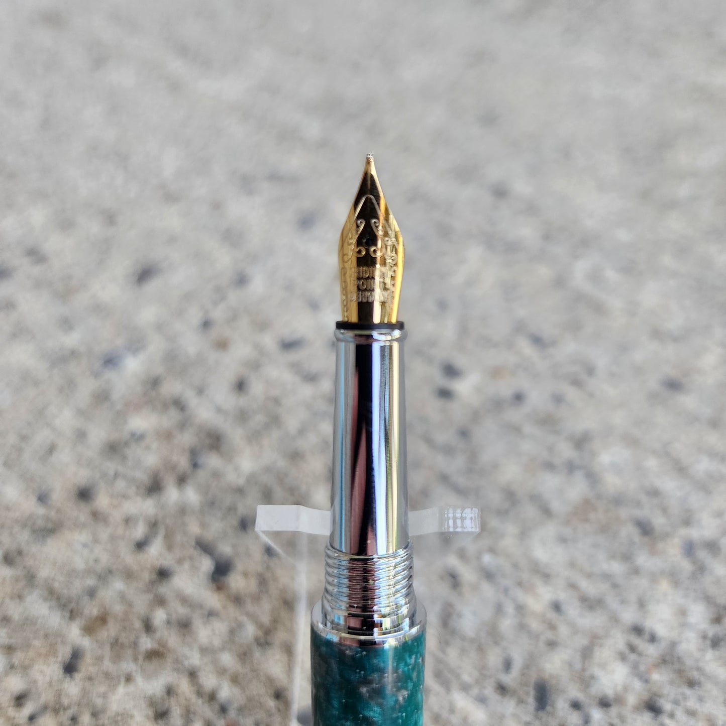 Custom Hand Turned Fountain Pen - Teal/Silver