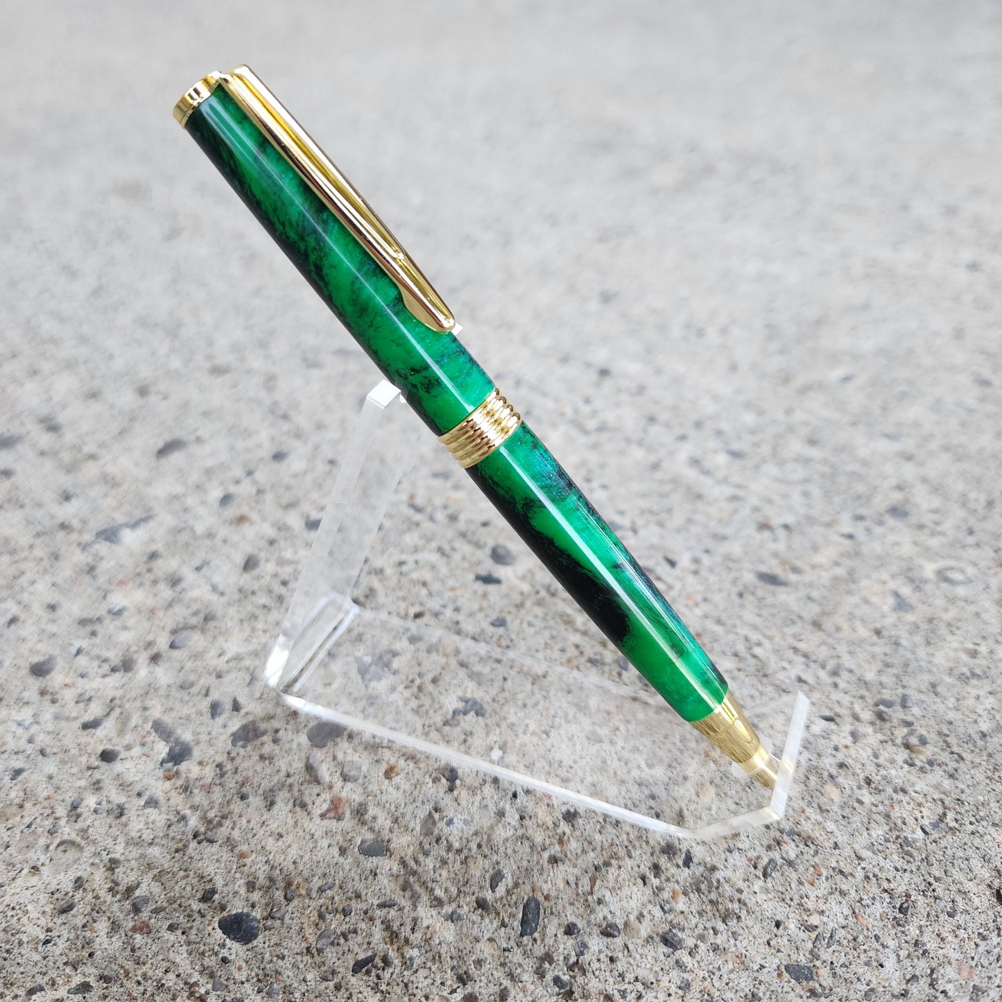 Custom Hand Turned Ballpoint Pen - Green/Black