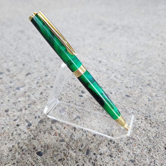 Custom Hand Turned Ballpoint Pen - Green/Black
