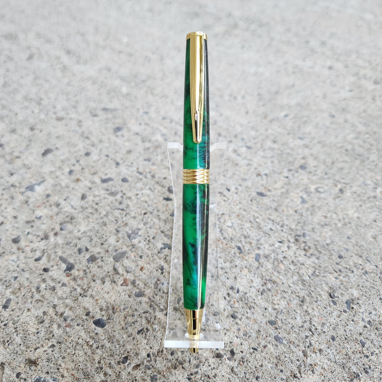 Custom Hand Turned Ballpoint Pen - Green/Black