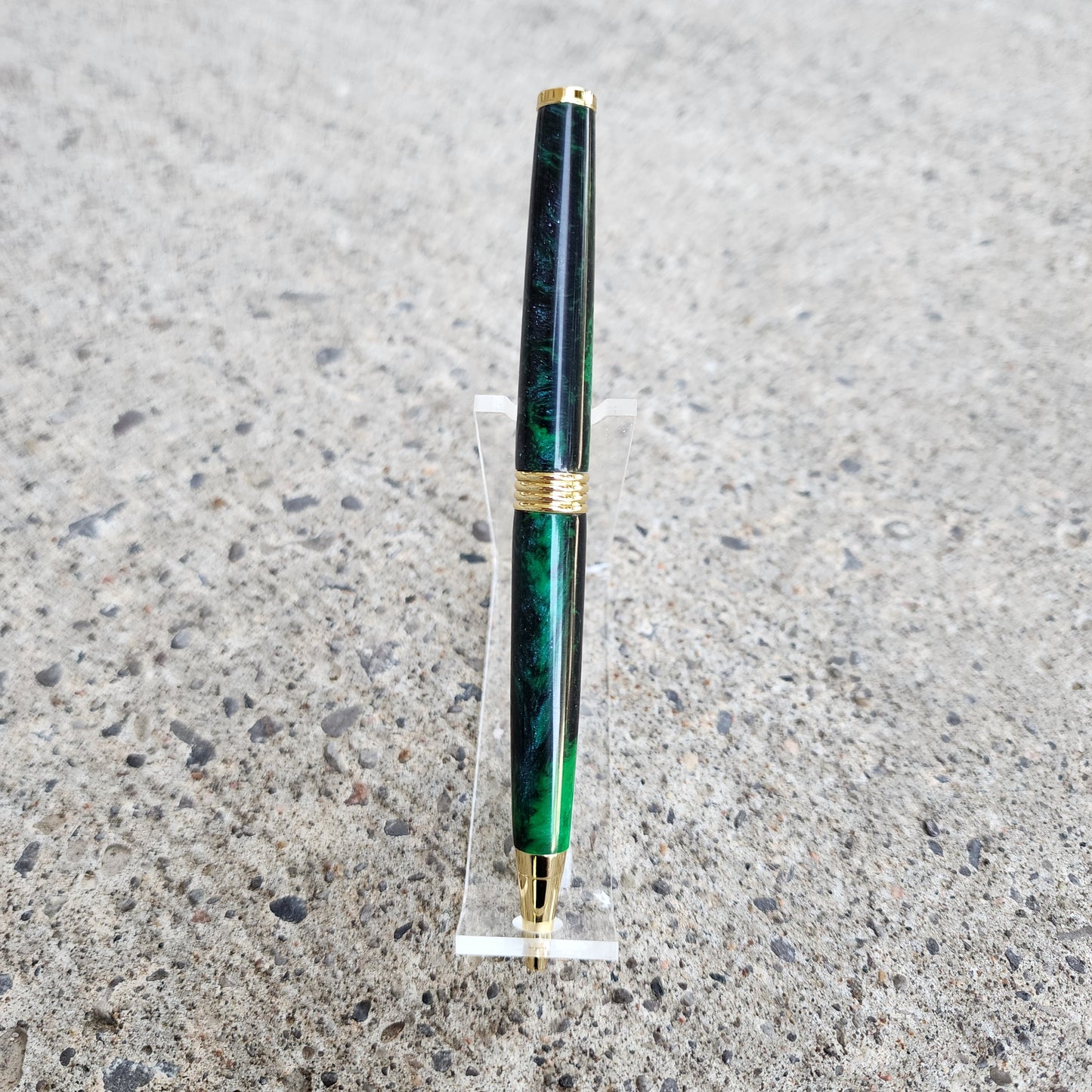 Custom Hand Turned Ballpoint Pen - Green/Black