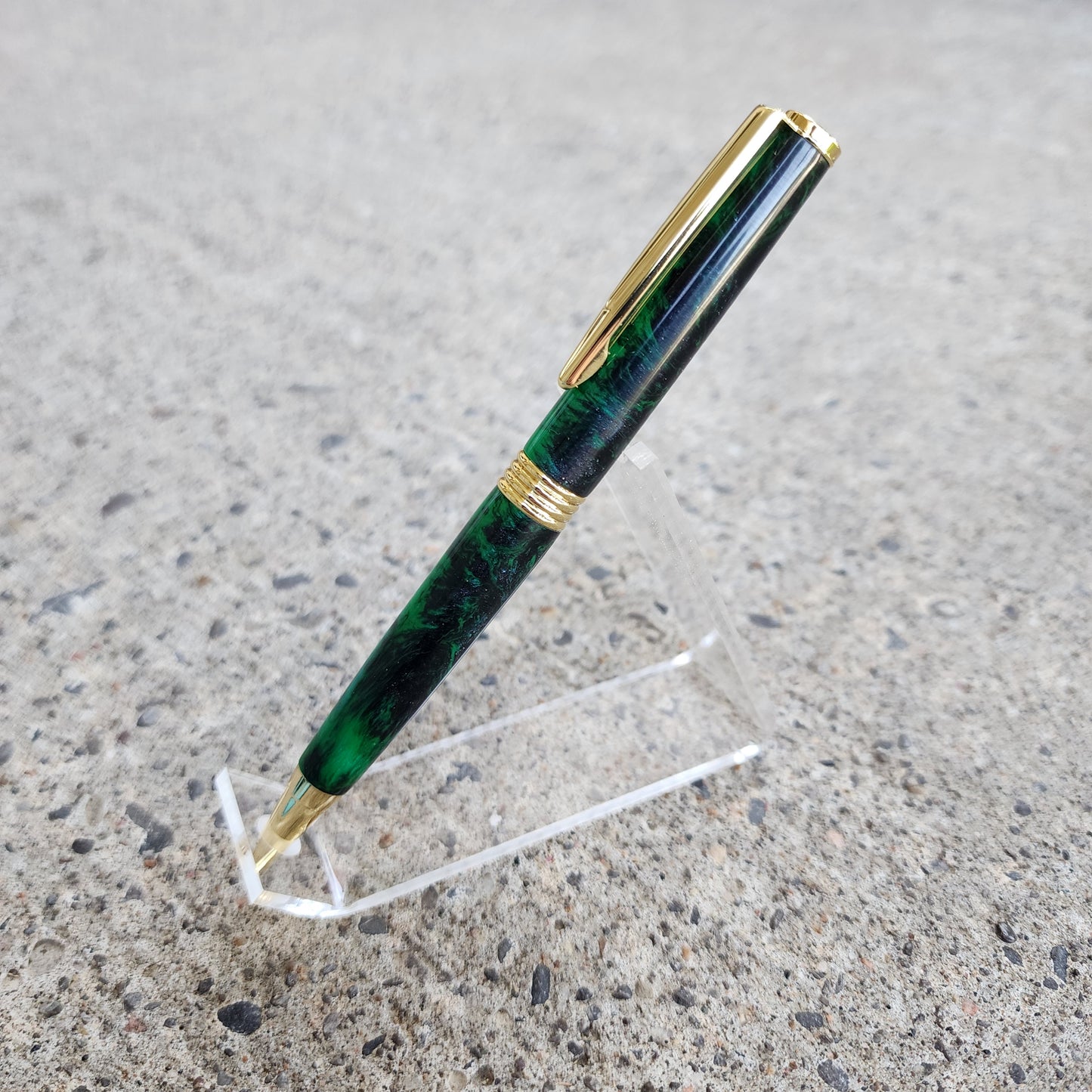 Custom Hand Turned Ballpoint Pen - Green/Black
