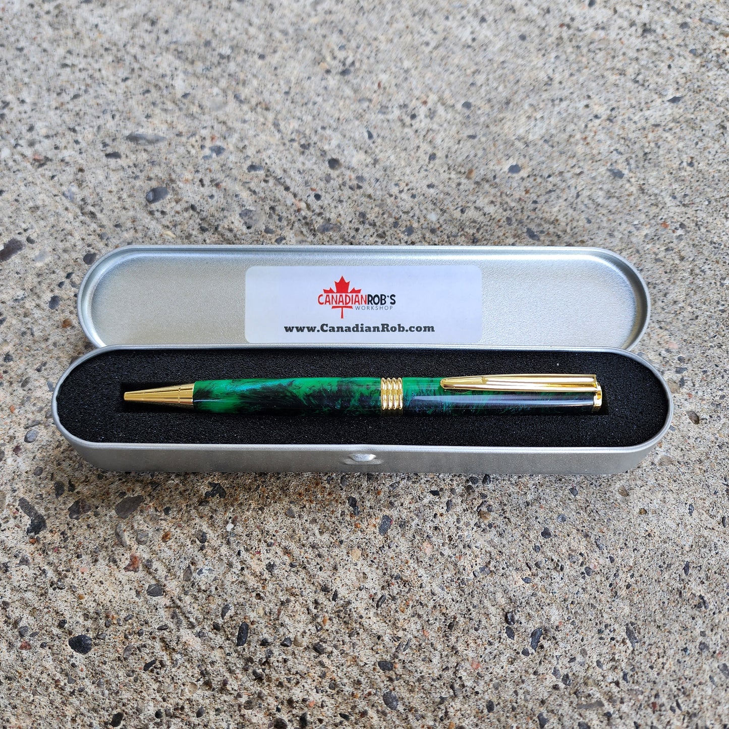 Custom Hand Turned Ballpoint Pen - Green/Black